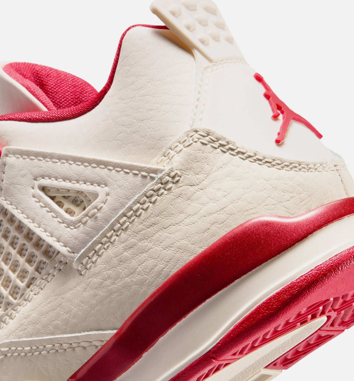 Air Jordan 4 Retro Valentine's Day Preschool Lifestyle Shoes - Pale Ivory/Sierra Red/Tough Red